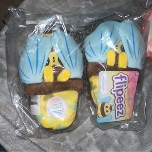 Flipeez Blue and Yellow Plush Slippers